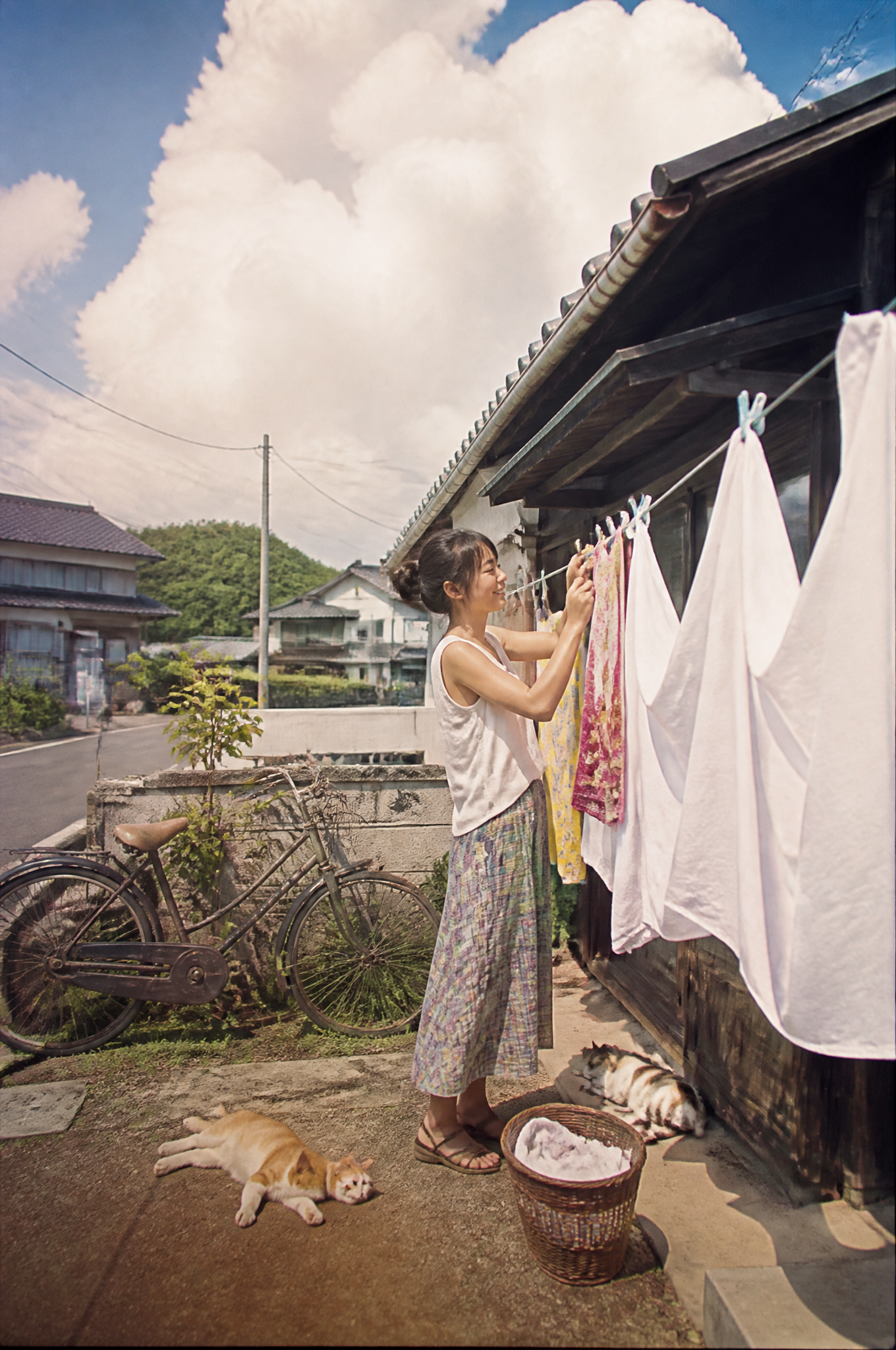 Summer Afternoon Laundry in Rural Japan