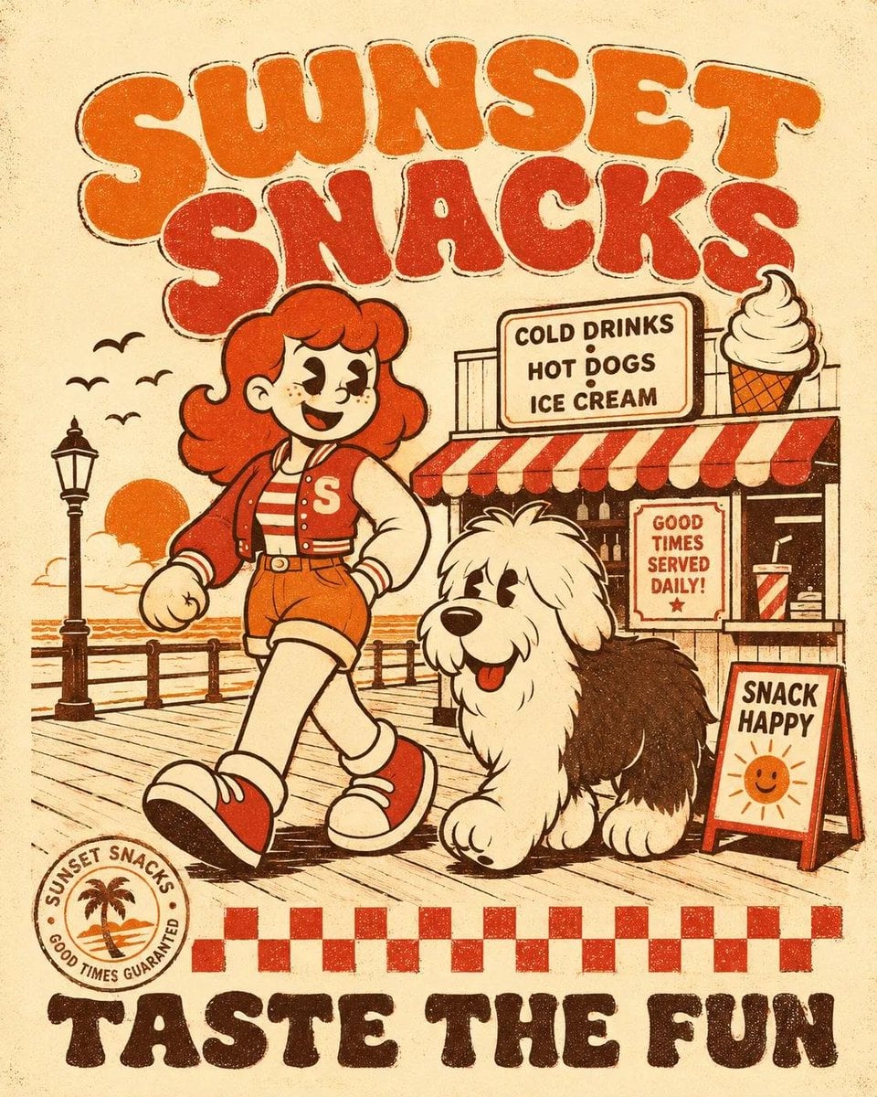 Retro Rubber Hose Mascot Screen-Print Poster - alternate