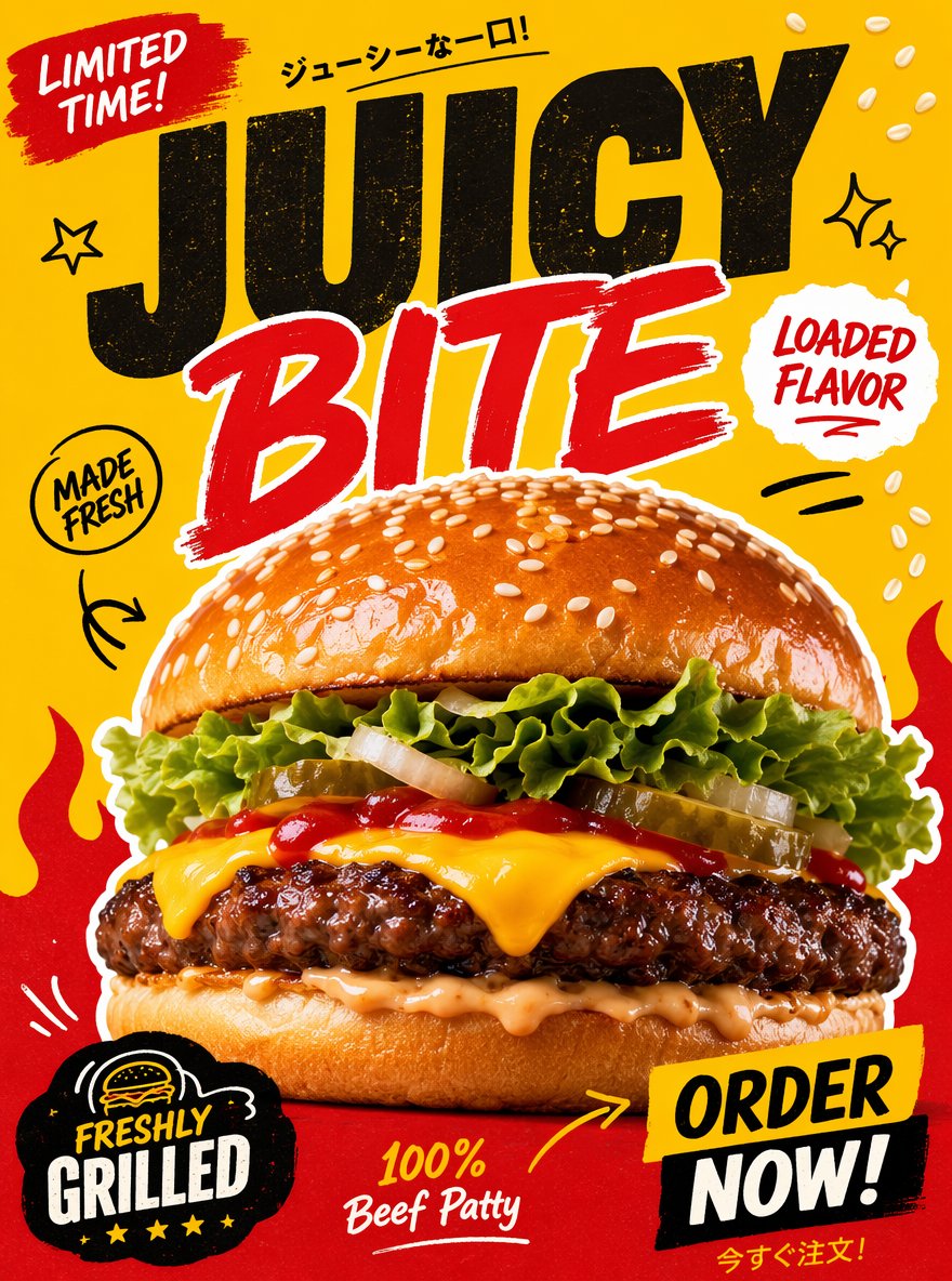 Gen Z Style Fast-Food Promotional Poster