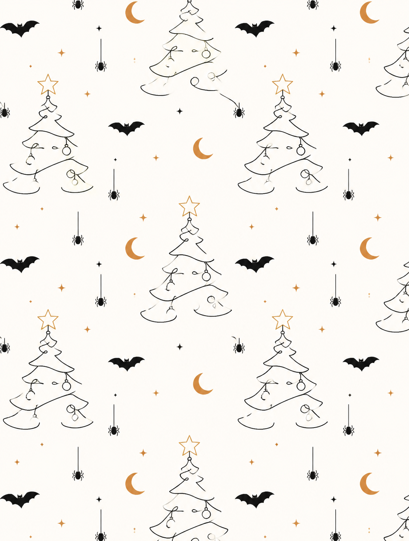 Minimalist Spooky Halloween Seamless Pattern