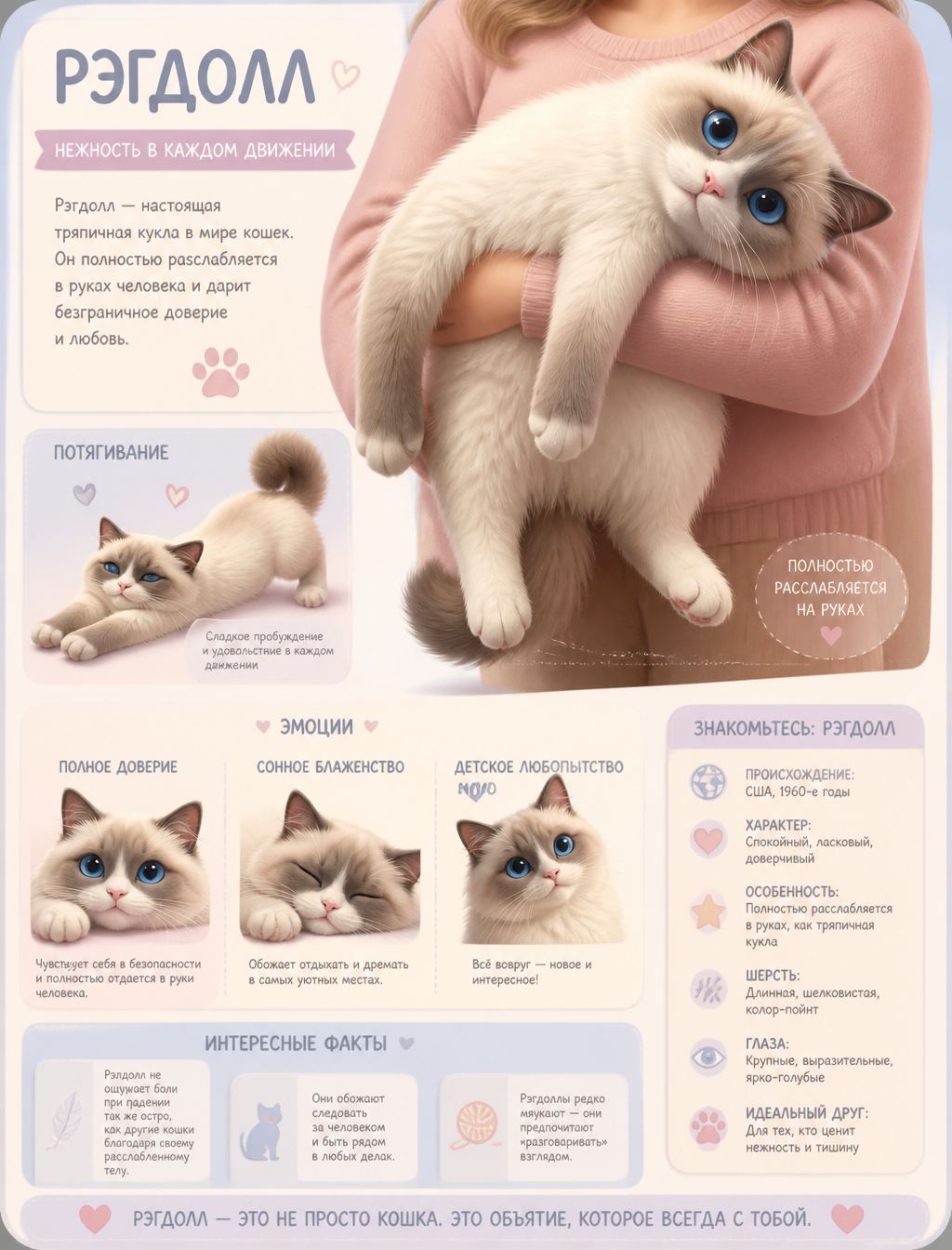 Fluffy Ragdoll Cat 3D Character Sheet