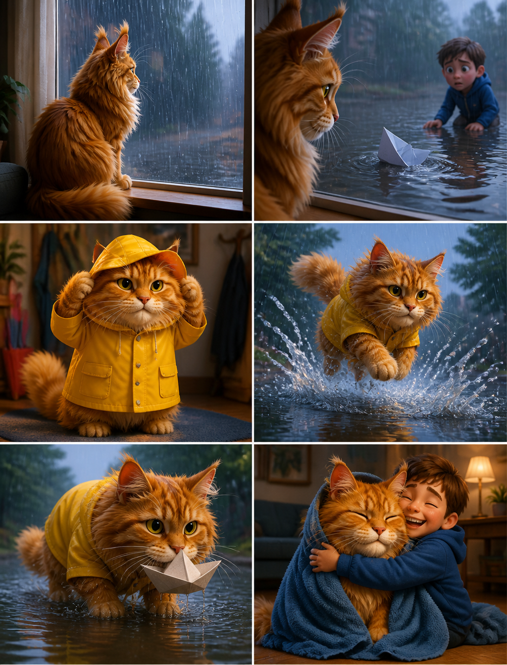 Maine Coon's Rainy Day Rescue Storyboard