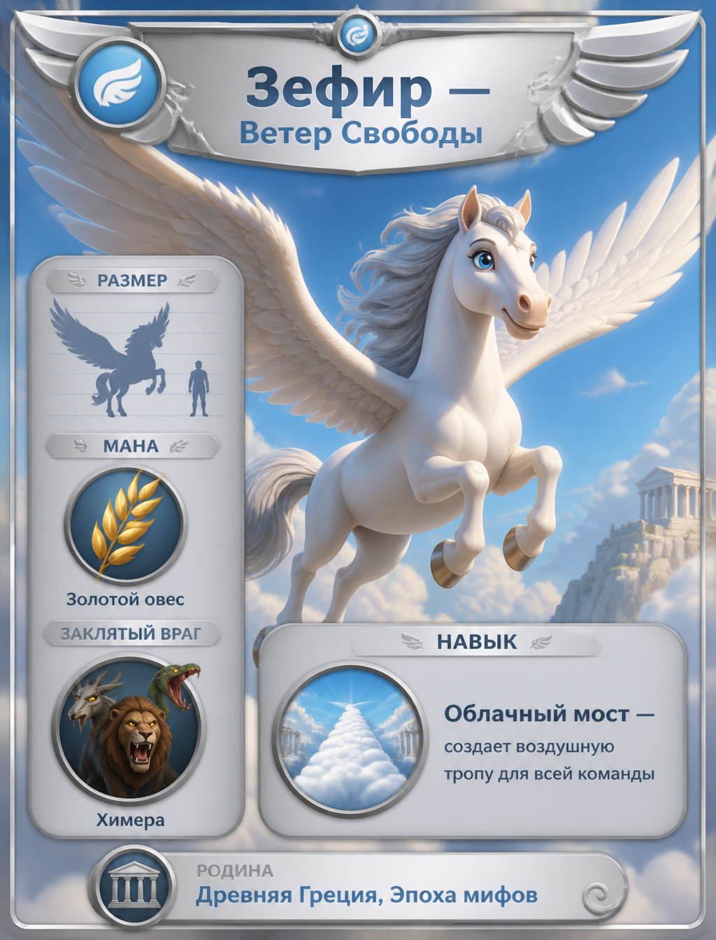 Mythical Pegasus Character Card UI