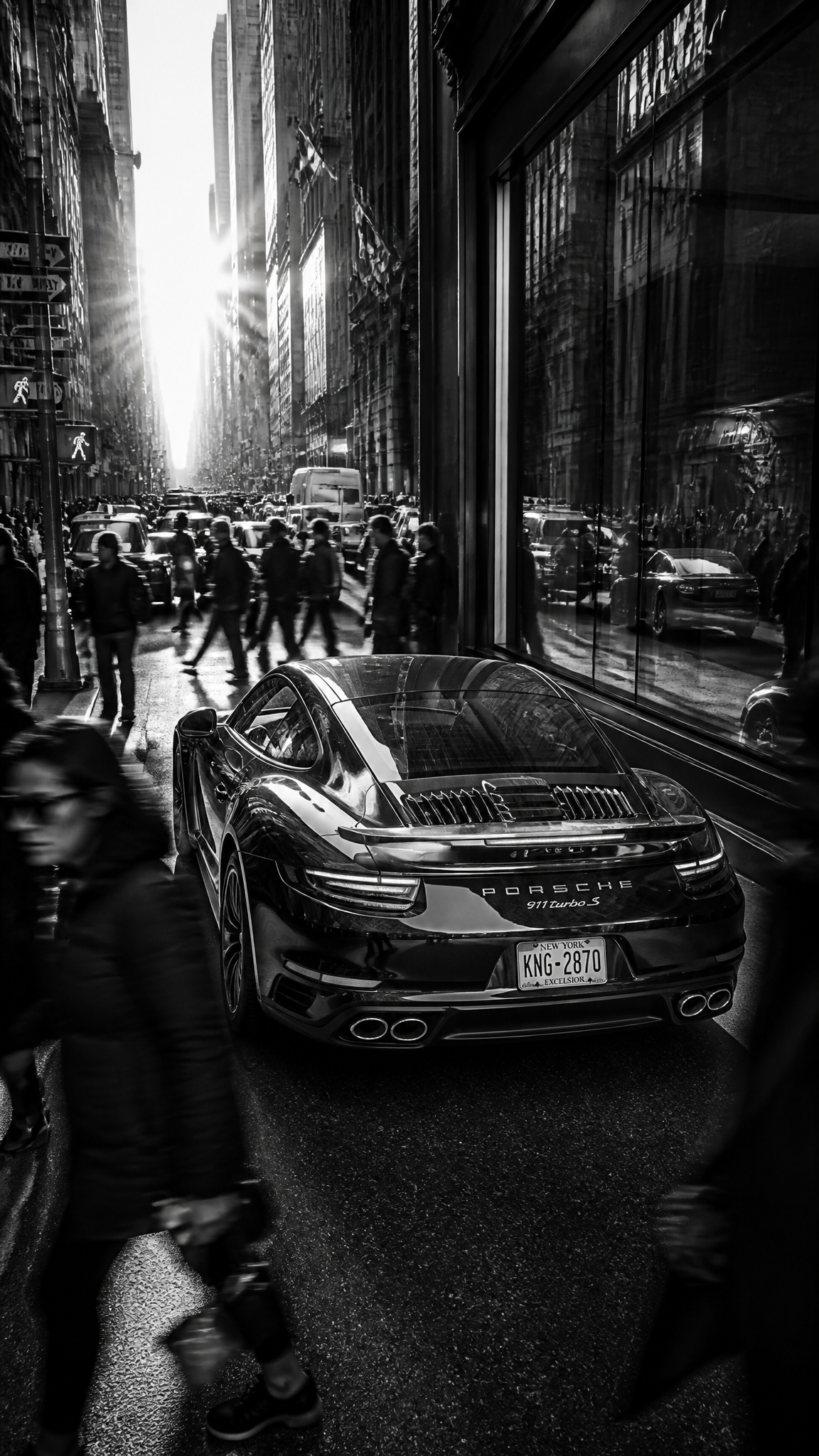 Monochrome Urban Elegance: Porsche 911