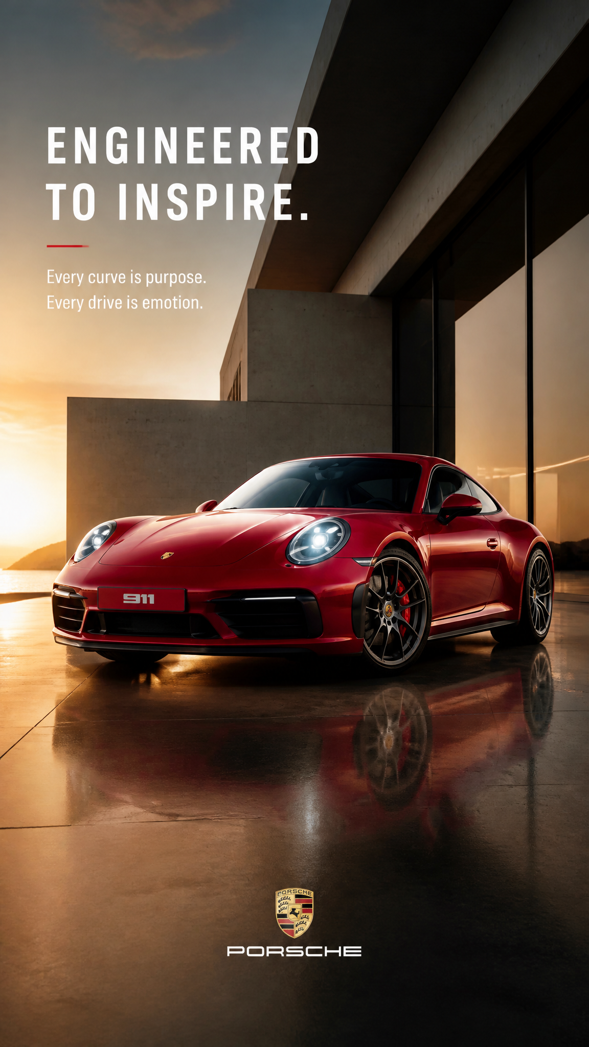 Guards Red Porsche 911 Luxury Architectural Poster
