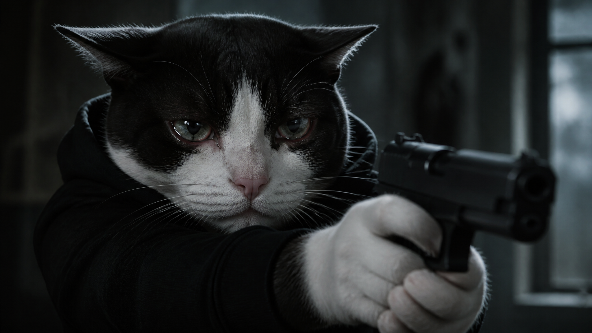 The Reluctant Guardian: Sorrowful Feline Soldier