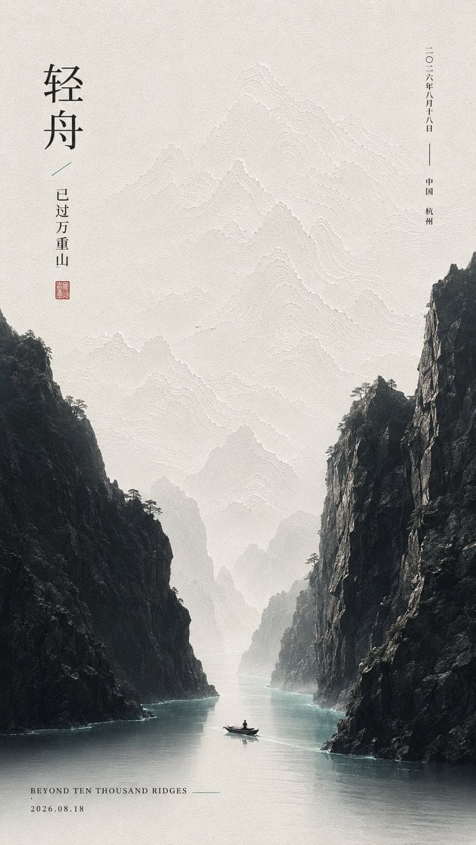Oriental Minimalist Poetic Exhibition Poster Template