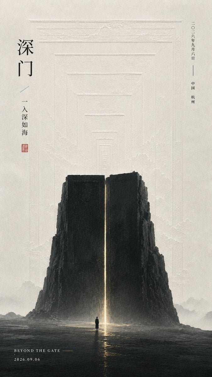 Oriental Minimalist Poetic Exhibition Poster Template - alternate