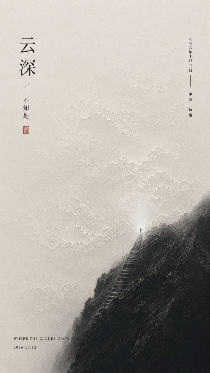 Oriental Minimalist Poetic Exhibition Poster Template - alternate