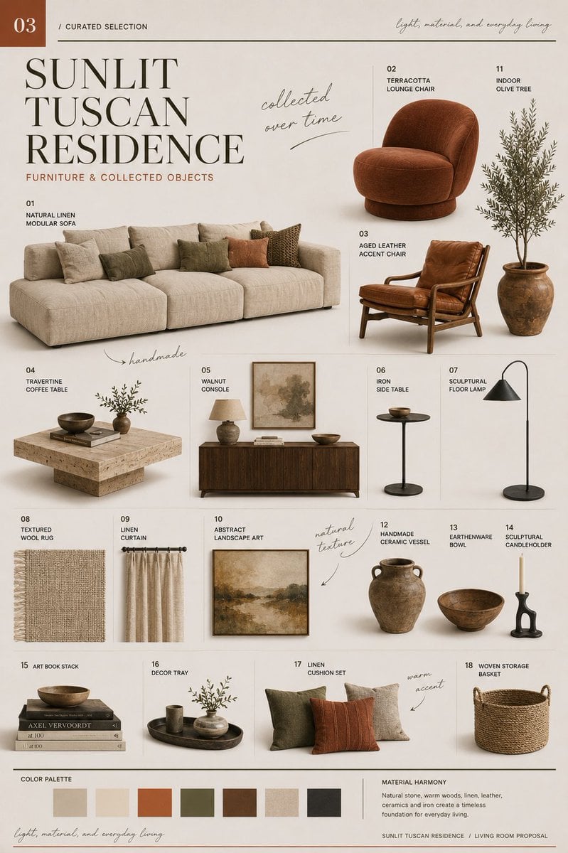 Modern Tuscan Interior Design Editorial Proposal - alternate