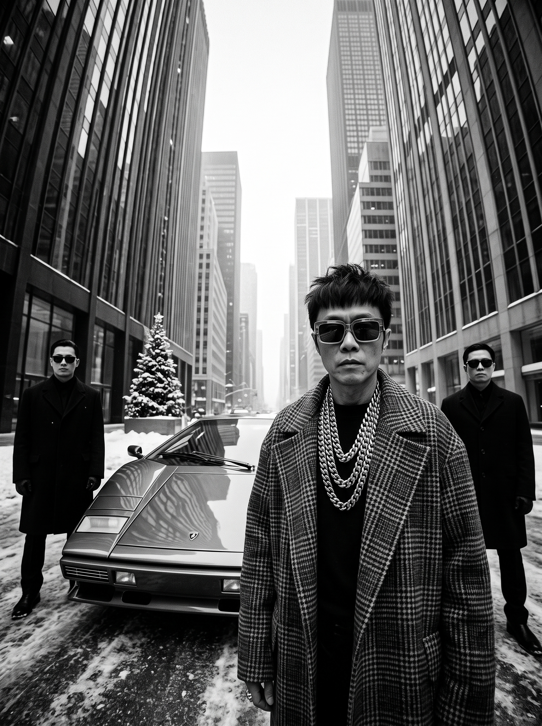 Monochrome Urban Winter High-Fashion Editorial