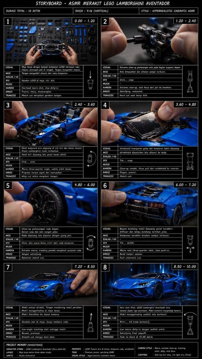 Professional LEGO Technic Lamborghini ASMR Storyboard