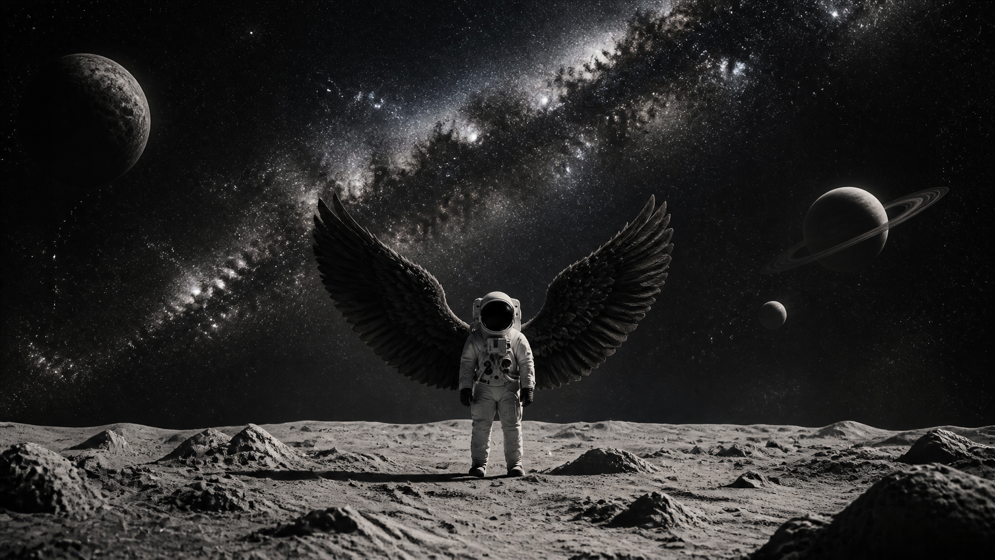 Celestial Angel Astronaut on Lunar Surface