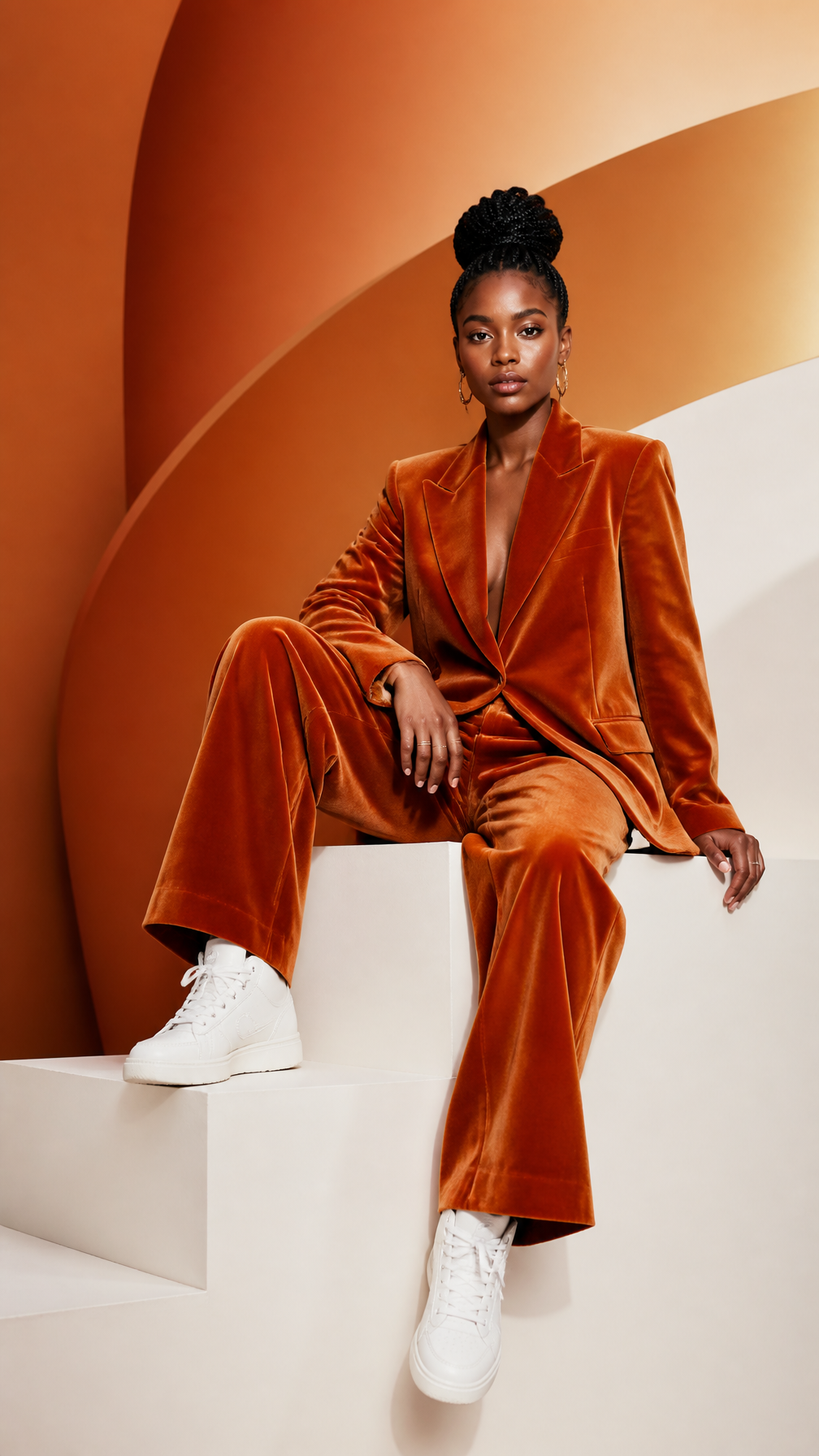 Editorial Velvet Fashion in Minimalist Studio