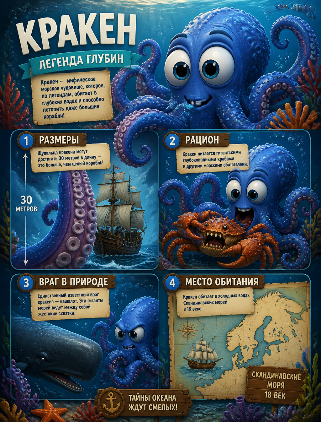 Educational Kraken Infographic for Kids