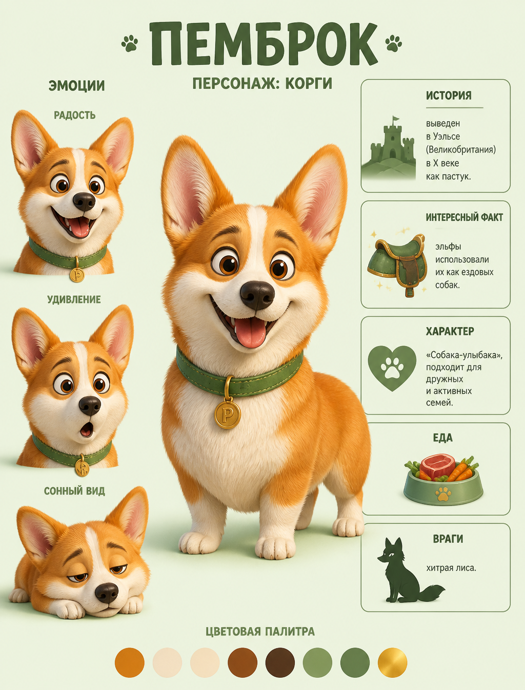 Pembroke the Corgi Pixar Style Character Dossier