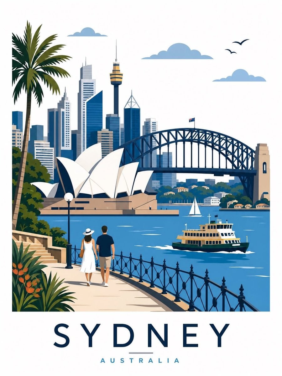 Minimalist Mid-Century Modern Travel Poster Generator