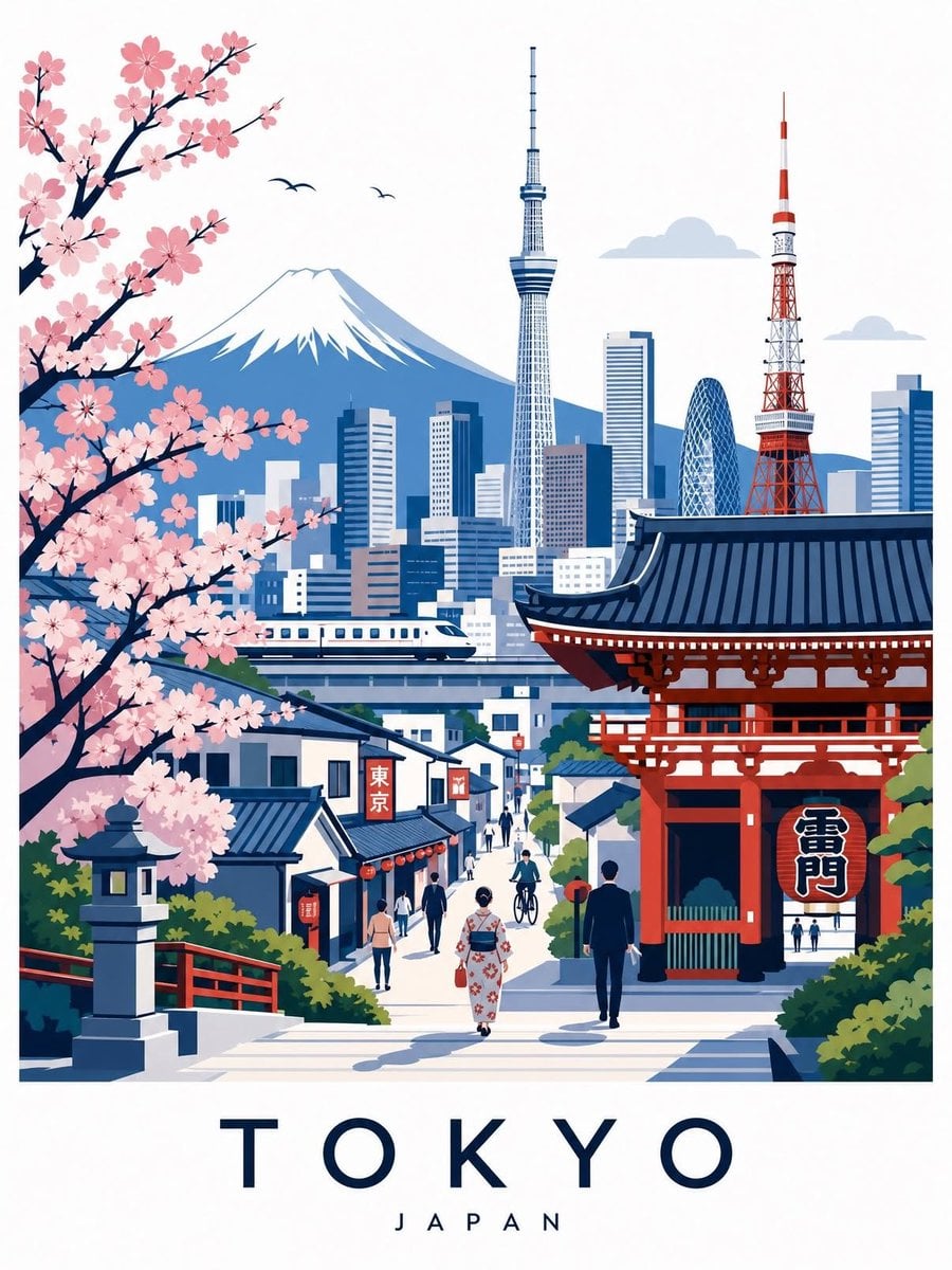Minimalist Mid-Century Modern Travel Poster Generator - alternate