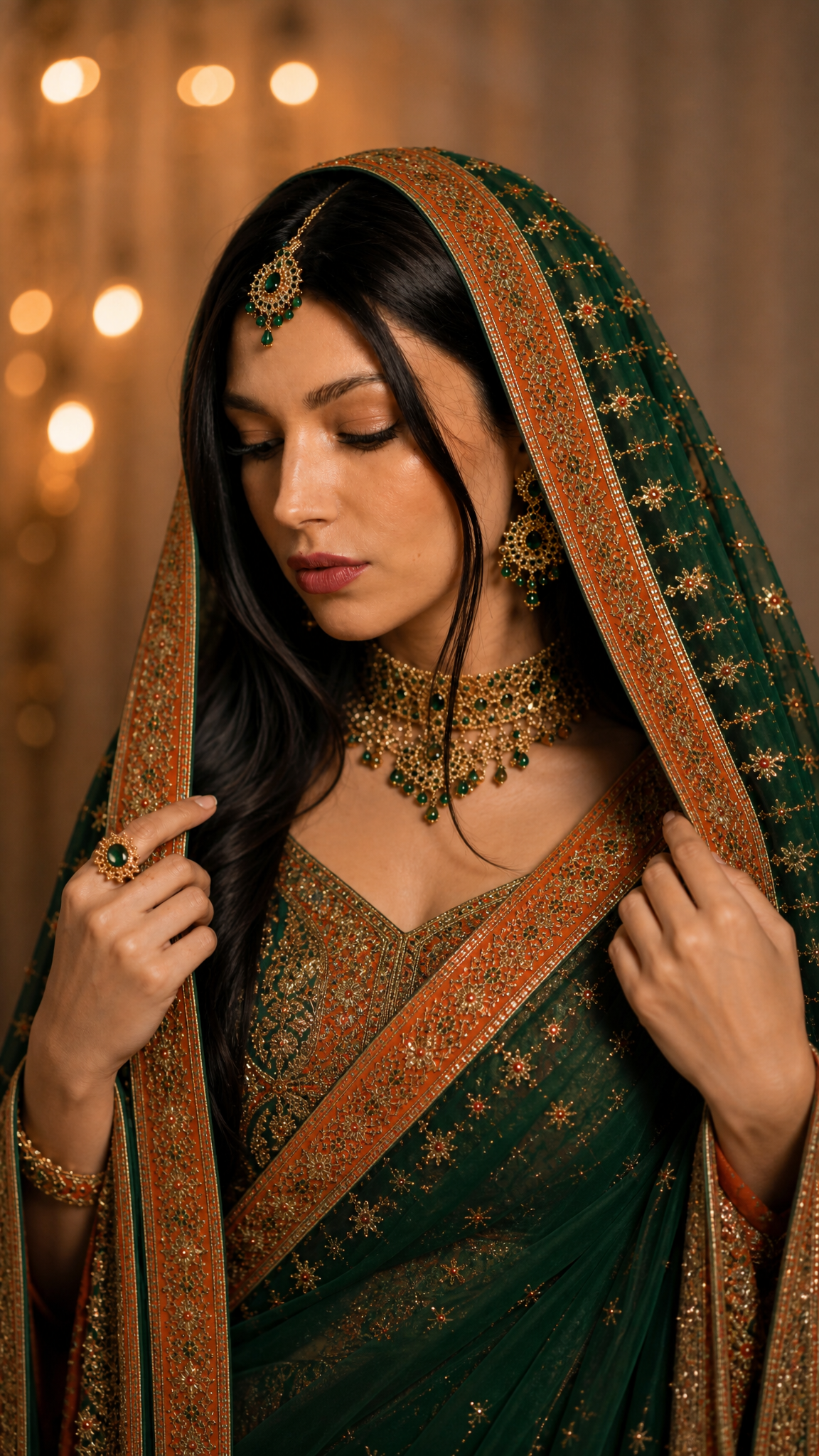 Elegant Veil Adjustment Portrait