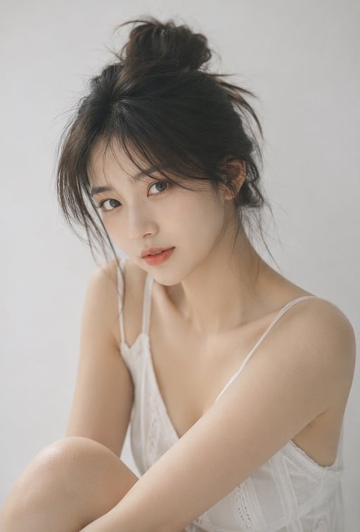 Serene East Asian Beauty in White Lace - alternate