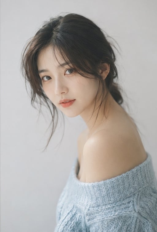 Serene East Asian Beauty in White Lace - alternate