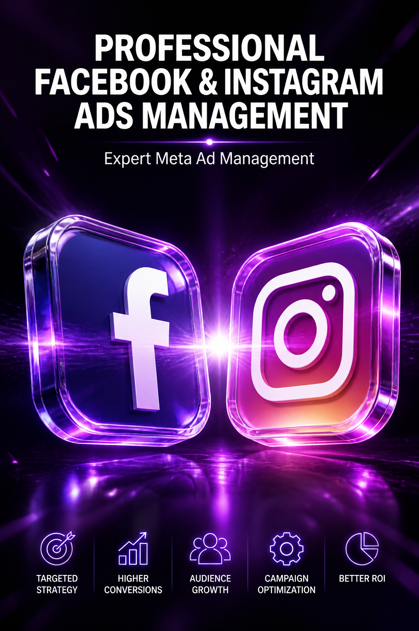 Futuristic Meta Ads Management 3D Visualization