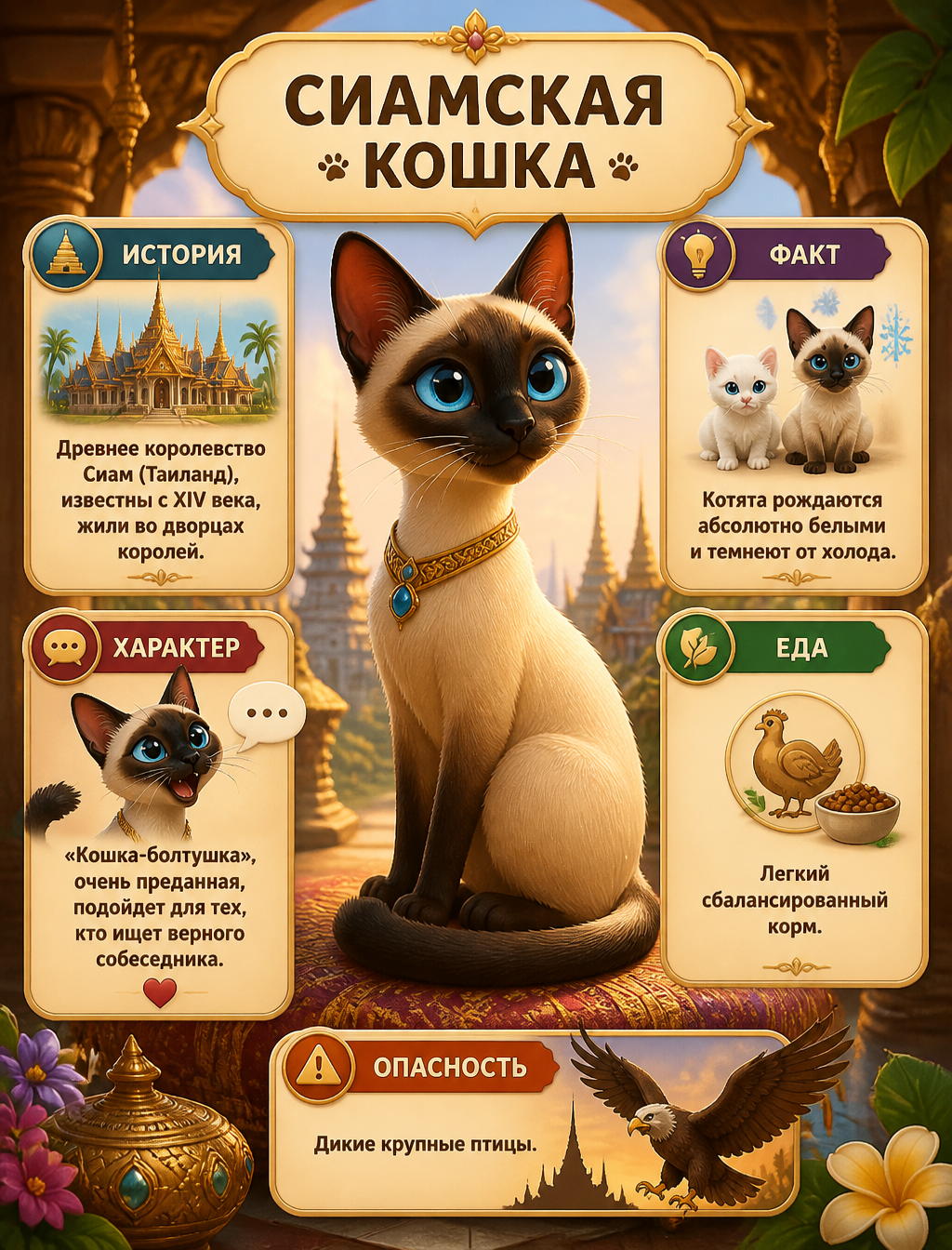 Educational Siamese Cat 3D Guide