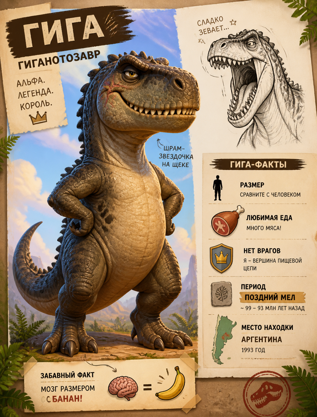 Giganotosaurus 'Giga' Character Concept Sheet