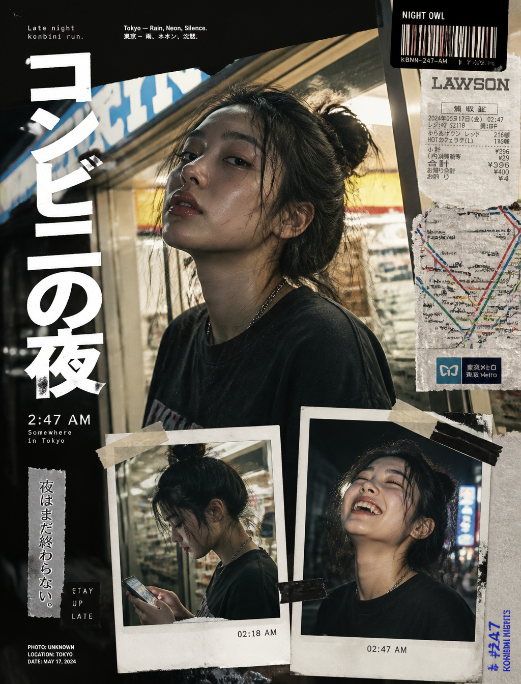 Tokyo Midnight Convenience Store Zine Collage