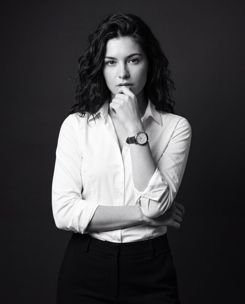Contemplative Monochrome Executive Portrait - alternate
