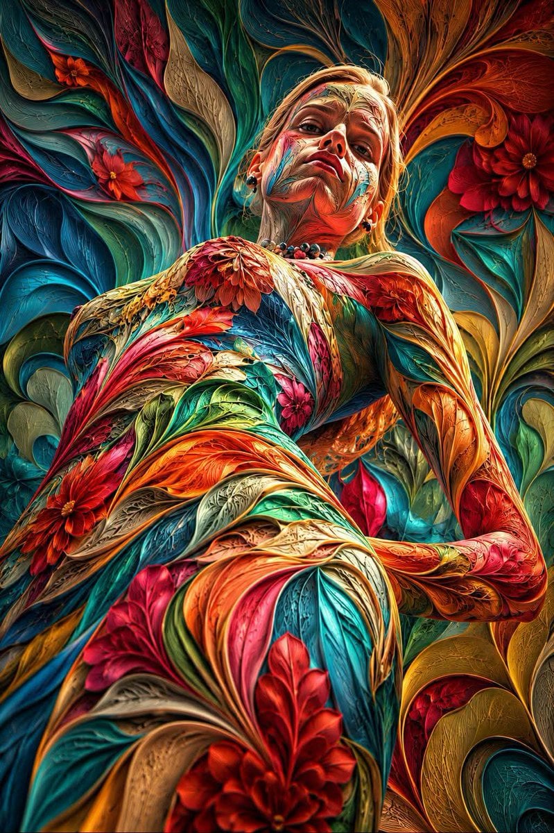 Abstract 3D Botanical Filament Portrait - alternate