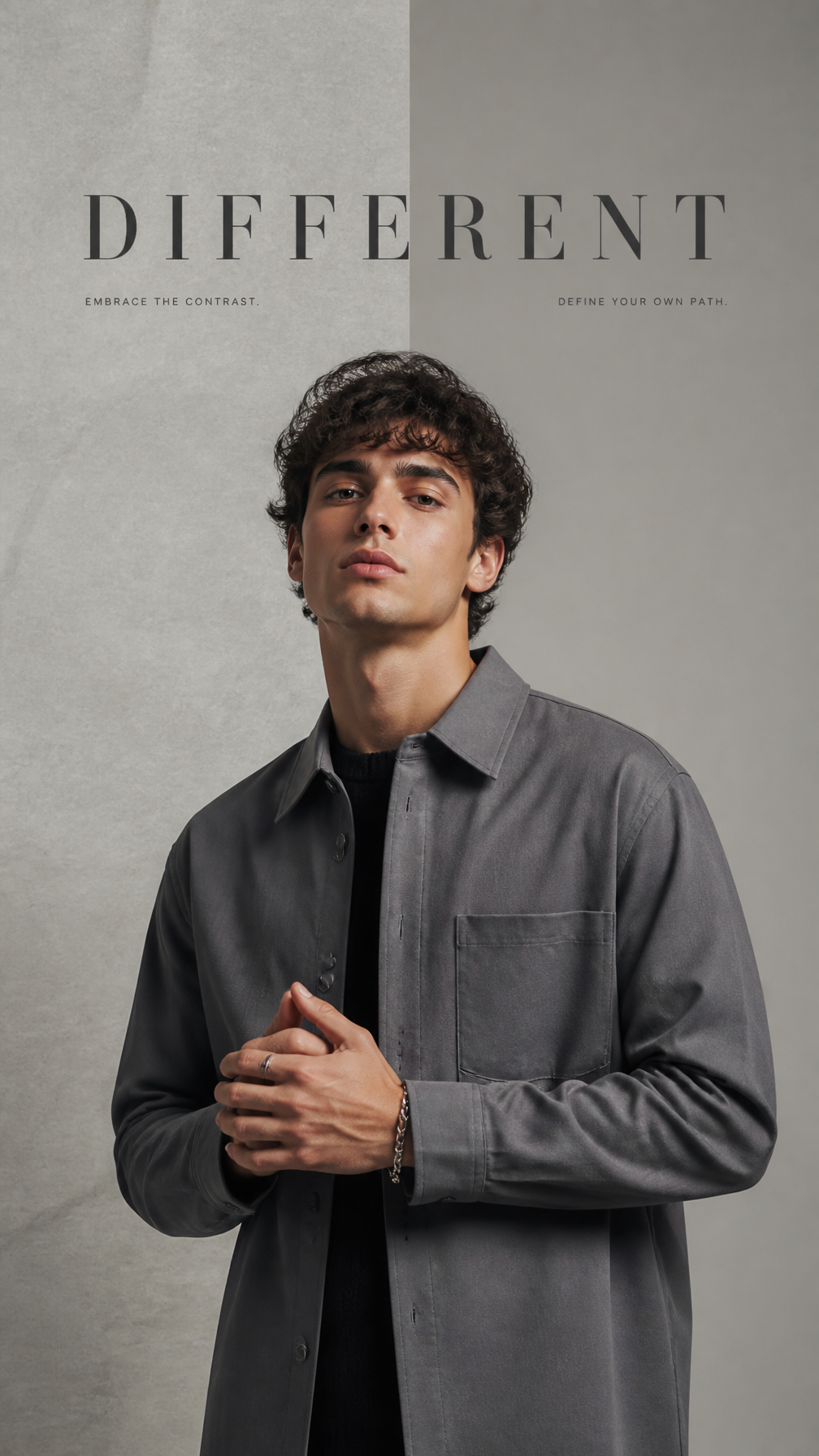 Minimalist Smoke-Grey Editorial Portrait