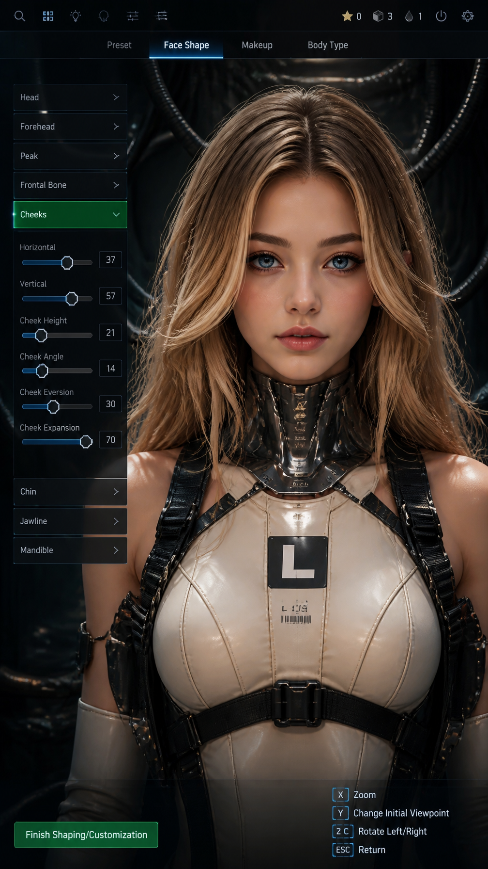 Cyberpunk Character Customization Interface