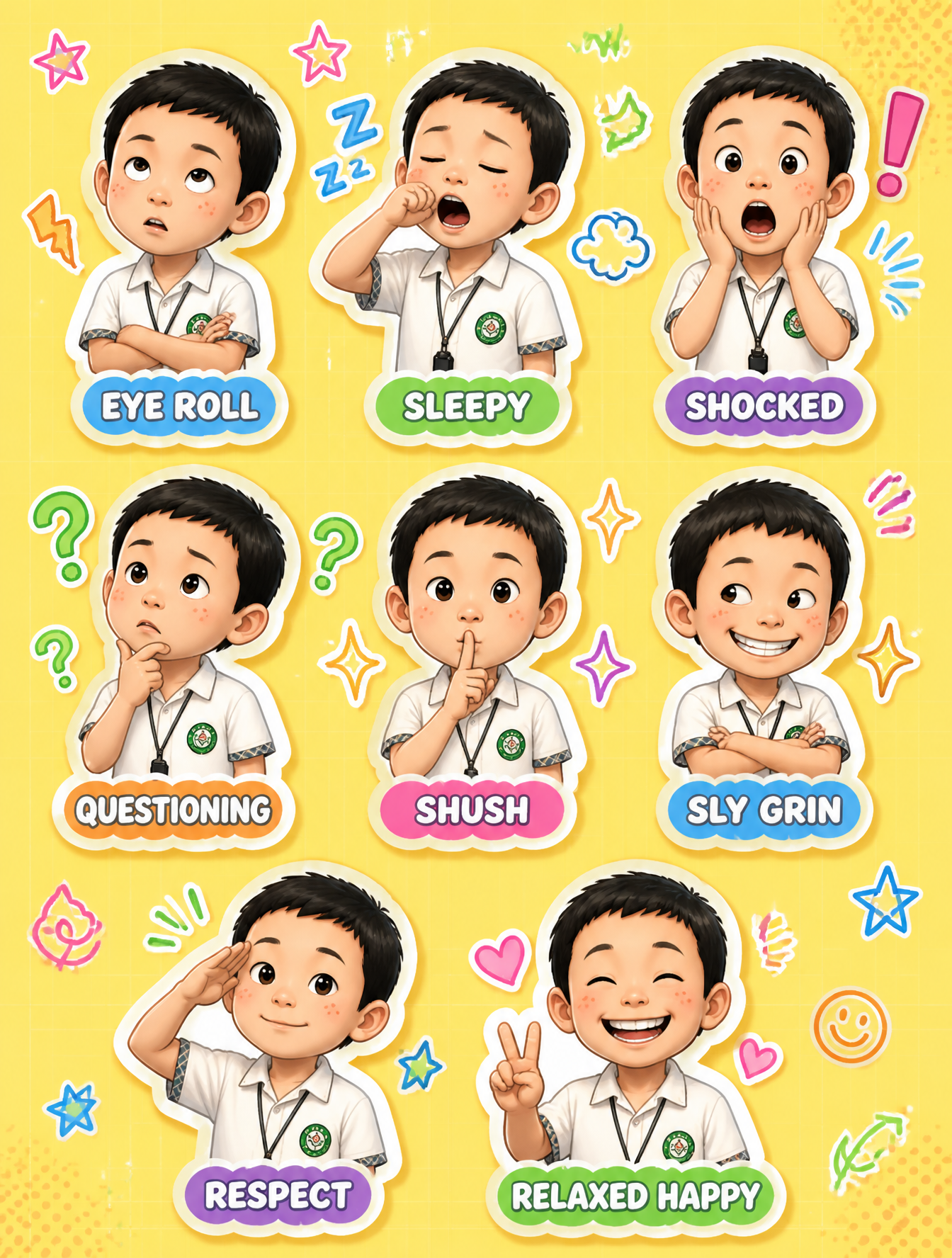 Custom Cartoon Character Sticker Sheet Pack