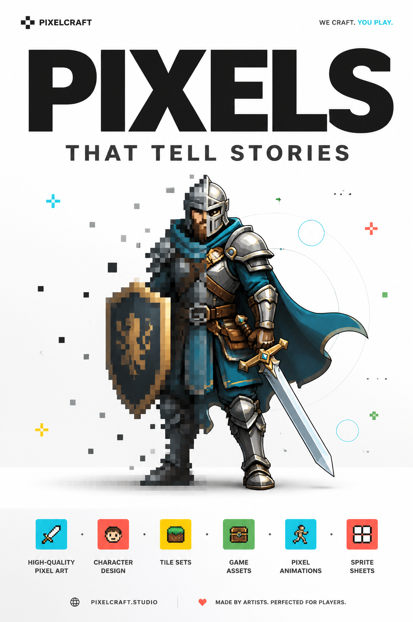 Minimalist Pixel Art Mastery Advertising Poster