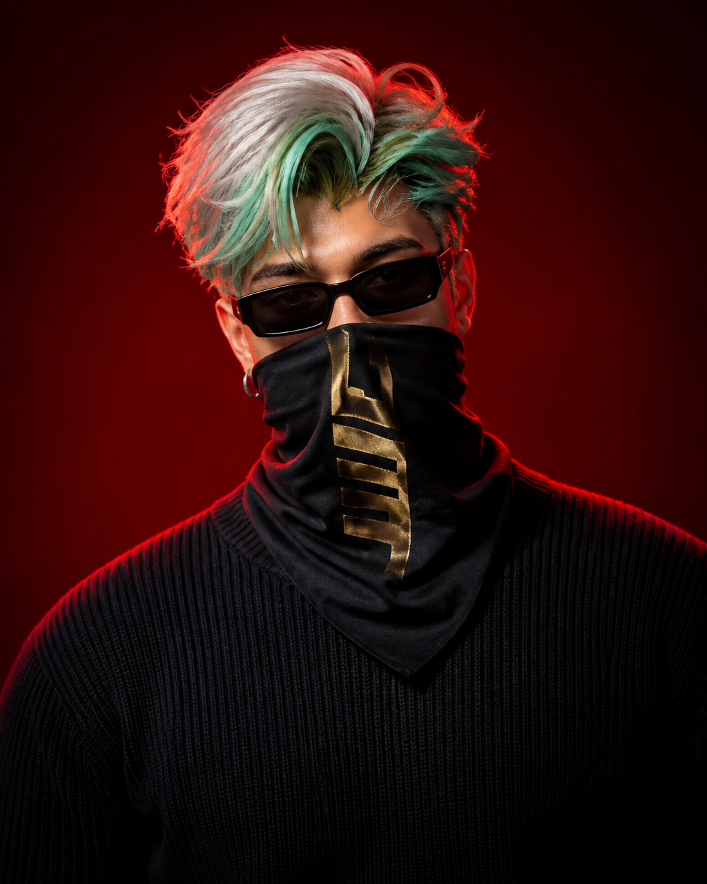 Luxury Men's Editorial Portrait in Crimson Studio