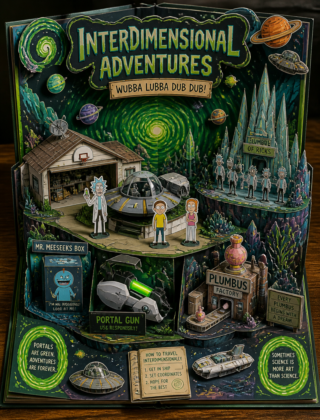 Rick and Morty 3D Papercraft Diorama