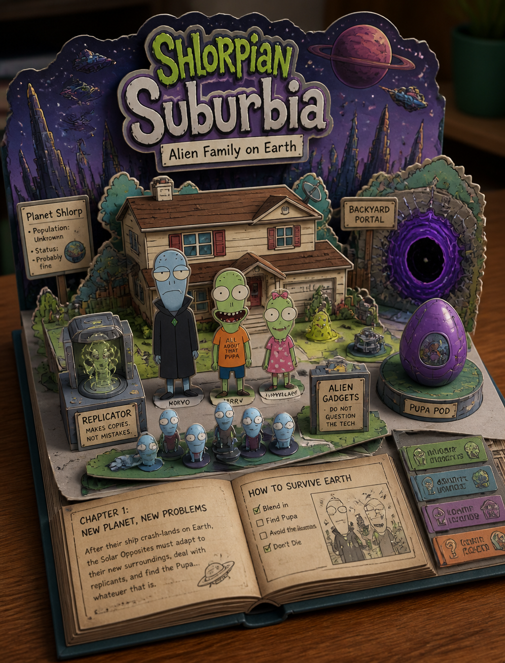 Shlorpian Suburbia 3D Pop-Up Diorama