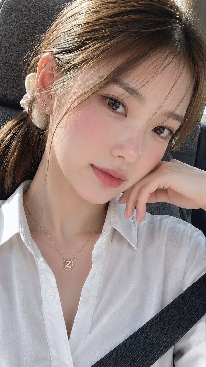 Natural Korean Beauty Car Selfie - alternate