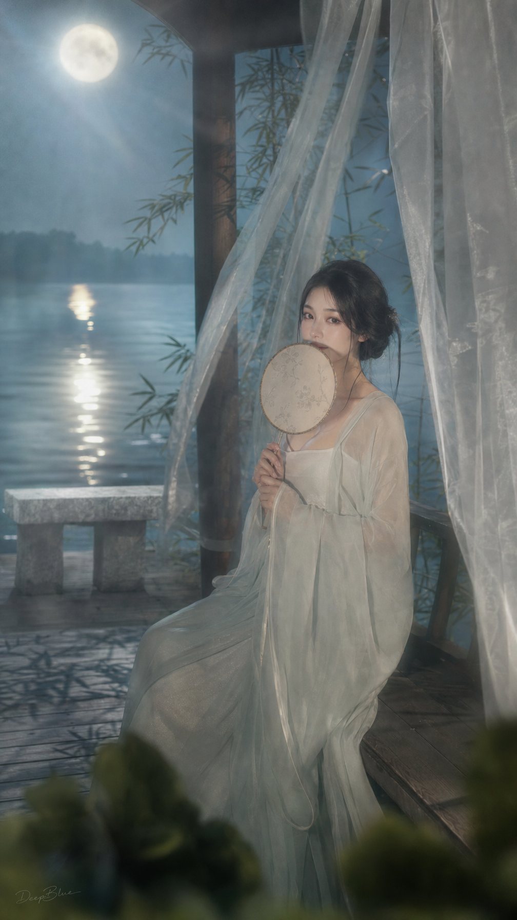 Moonlit Elegance: Traditional Song Dynasty Portrait