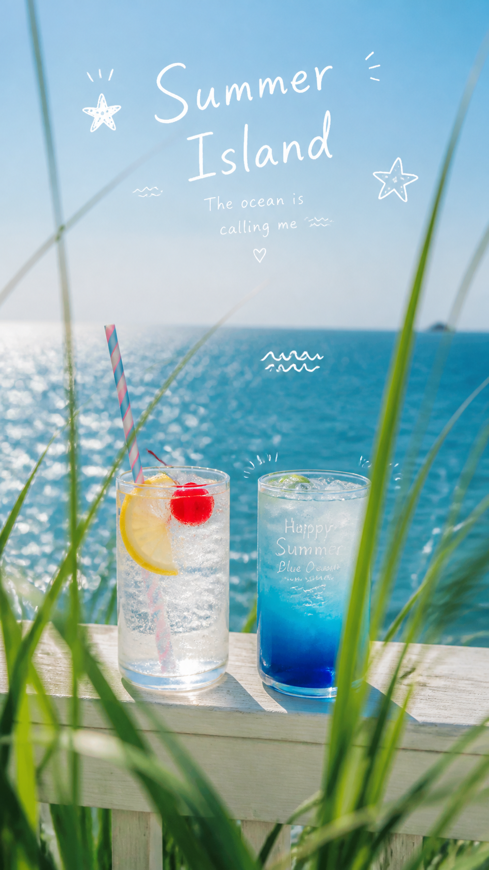 Summer Coastal Sparkling Drinks Still Life