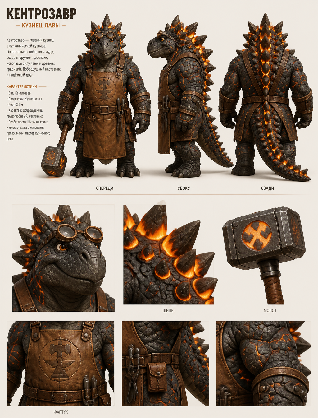 Magma-Forging Kentrosaurus Artisan