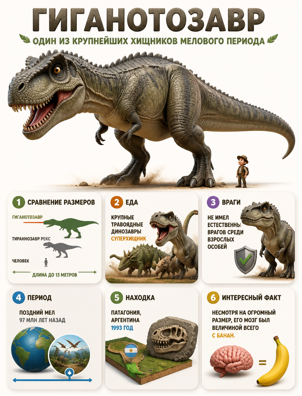 Giganotosaurus Educational Kids' Infographic