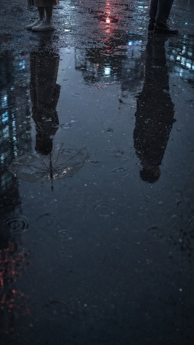 Reflected Romance: A Rainy Puddle Visual Narrative - alternate
