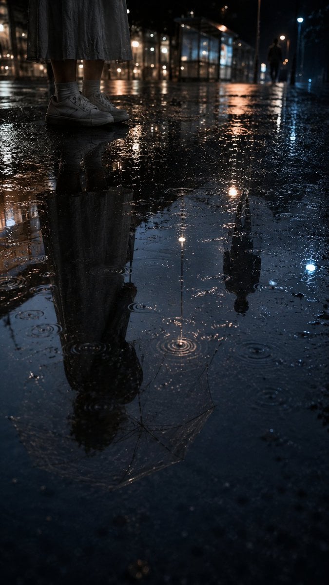 Reflected Romance: A Rainy Puddle Visual Narrative - alternate