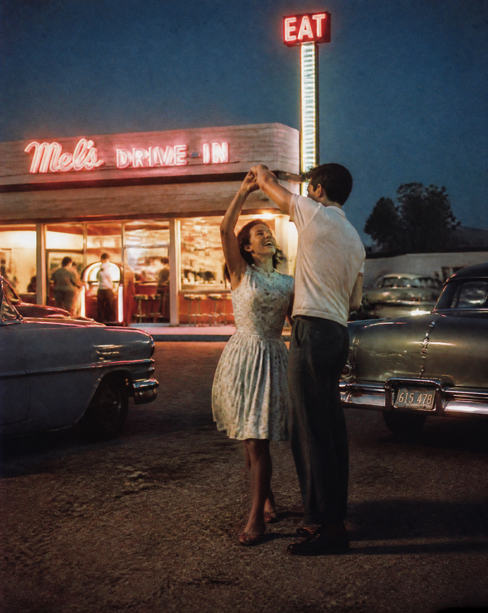 Mid-Century Romance at a Neon Diner