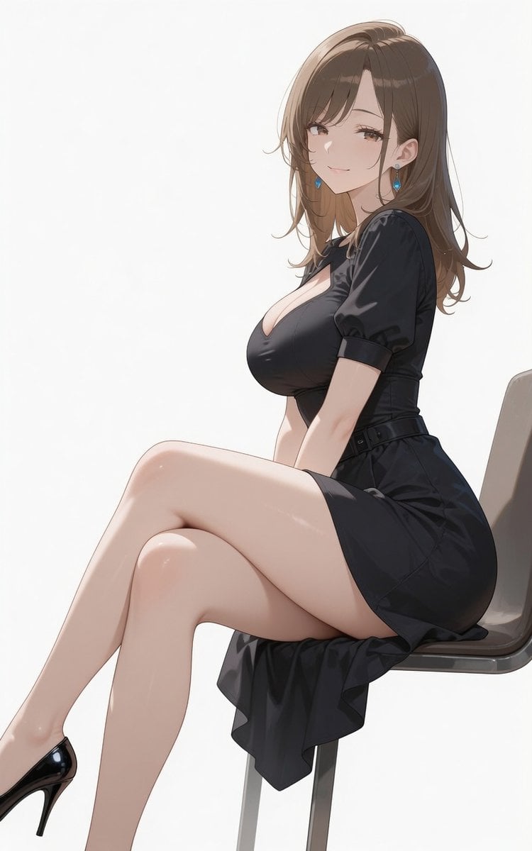Luxurious Black Satin Cocktail Dress with Puffy Sleeves - alternate