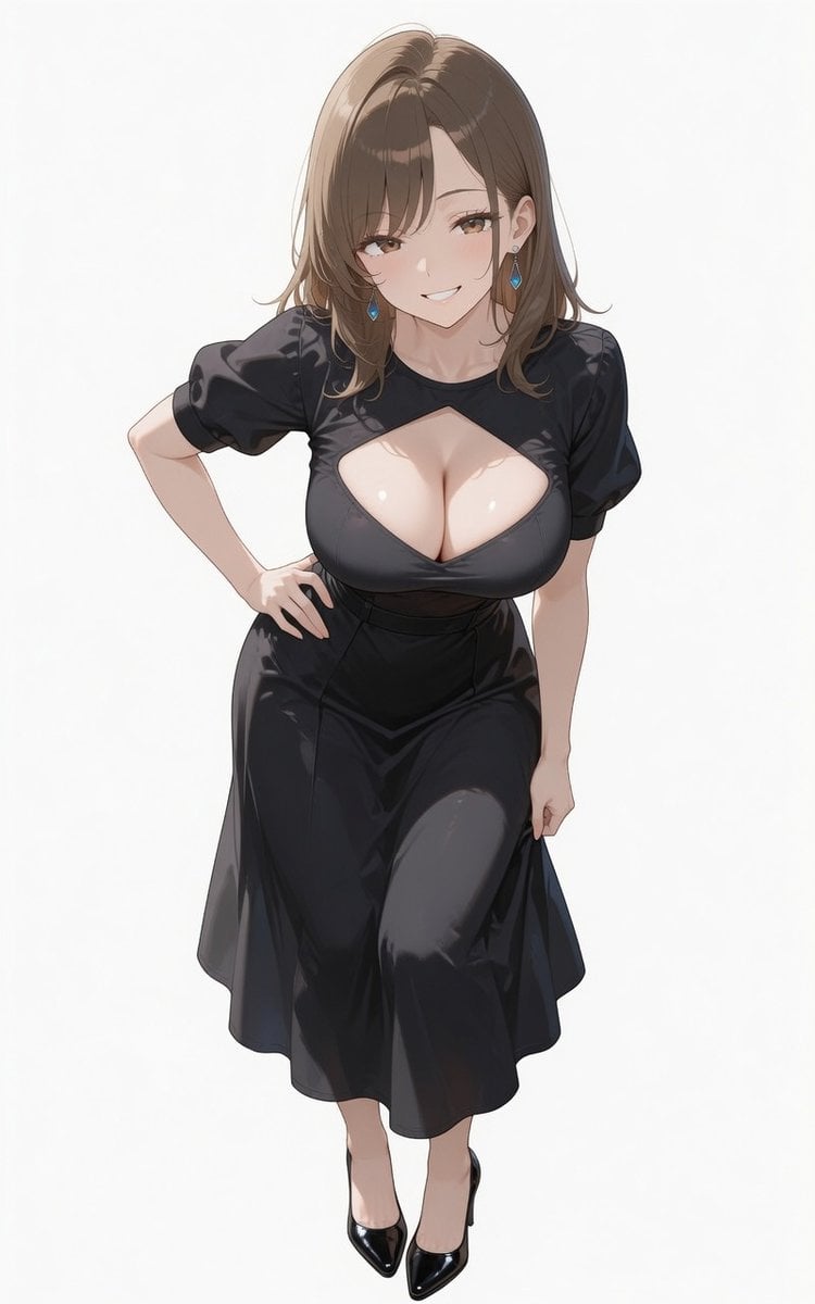 Luxurious Black Satin Cocktail Dress with Puffy Sleeves - alternate