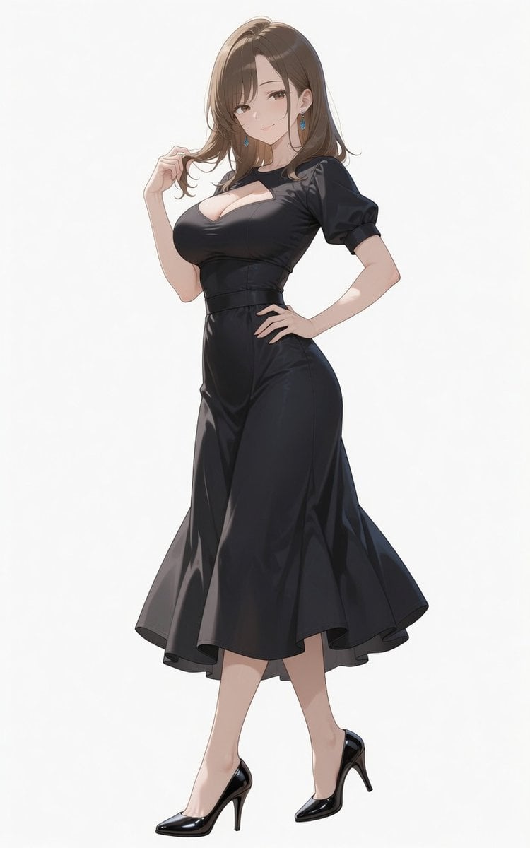 Luxurious Black Satin Cocktail Dress with Puffy Sleeves - alternate