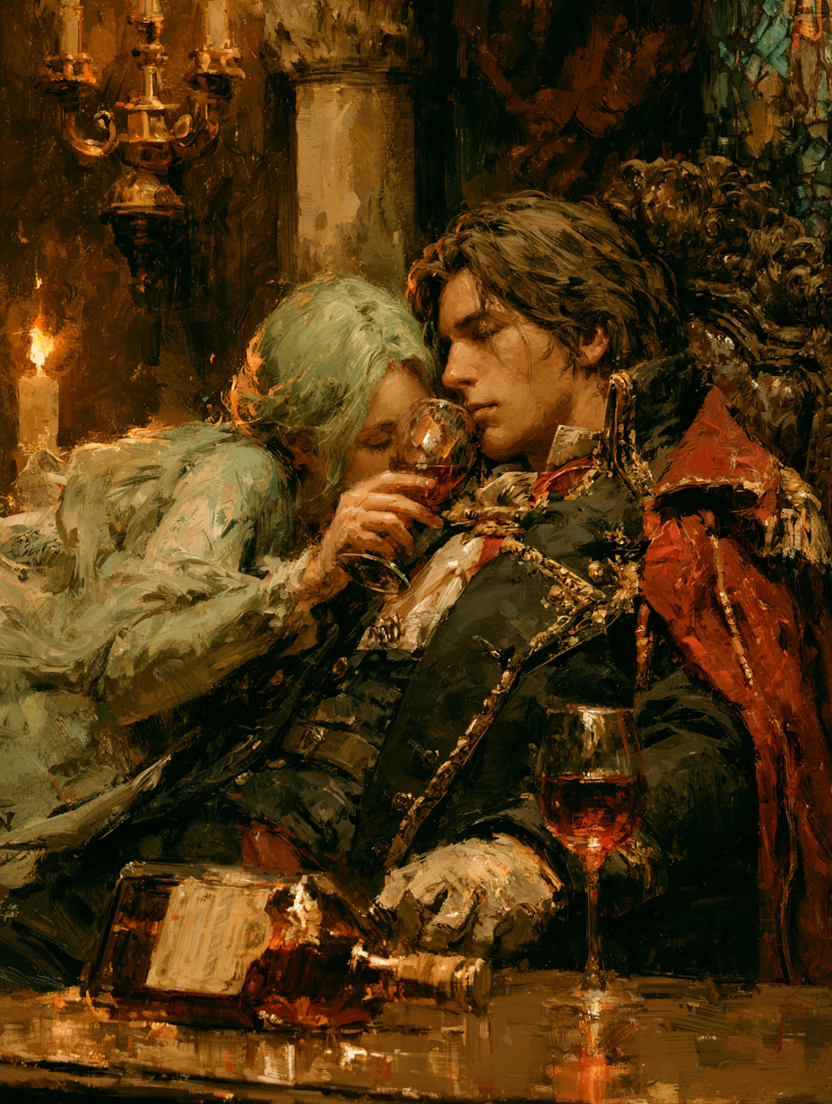 Gothic Aristocrats in Candlelit Repose - alternate